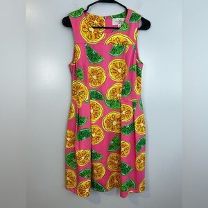 JB by Julie Brown Pink Lemon/Lime Sleeveless Neon Mini Dress Size Medium